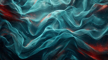 A blue and red fabric with a pattern of stars. The blue fabric is the main color of the image, while the red fabric is a contrasting color