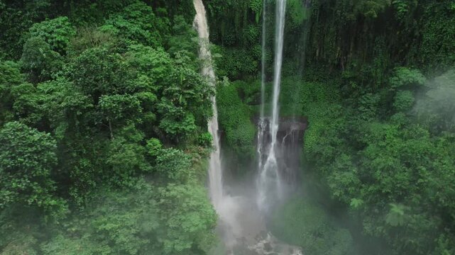 Aerial video of Sekumpul Falls 