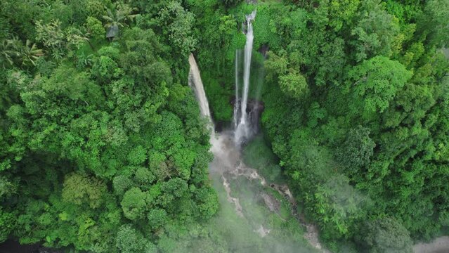Aerial video of Sekumpul Falls 