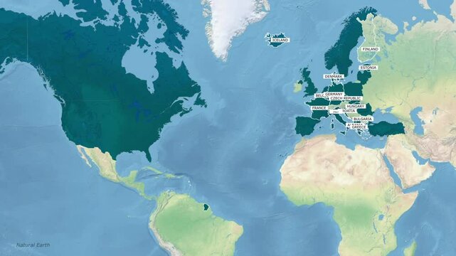 NATO member states map showing names and locations