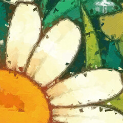 Oil painting and various flowers, lotus leaves, chrysanthemums, insects, butterflies, rabbits,...