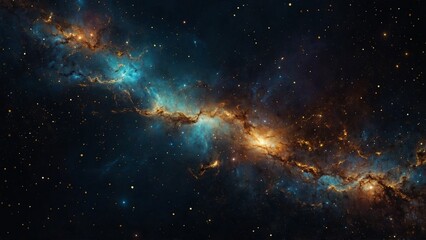 Fototapeta premium Space galaxy science fiction gold stars blue purple black background