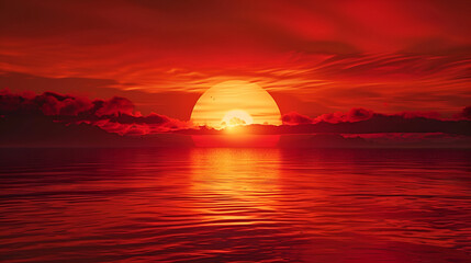 Fototapeta premium red sunset over the sea