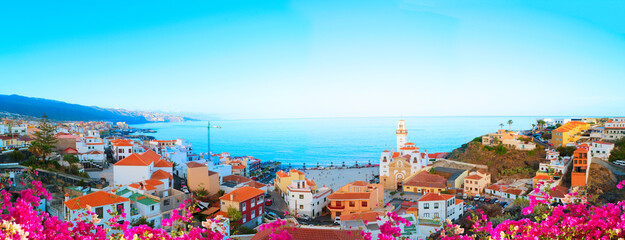 Candelaria town in Tenerife, Islas Canarias Spain, wide panorama