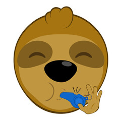 Fototapeta premium vector illustration face bear sloth character animal cartoon,, with his mouth blowing a whistle