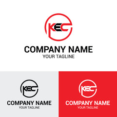 KEC letter initial around into a circle swoosh logo design template
