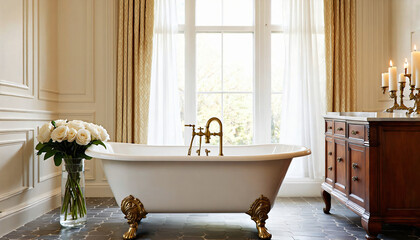 Elegant Bathroom with Vintage Clawfoot Tub