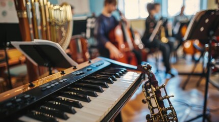 A dedicated music class with various instruments