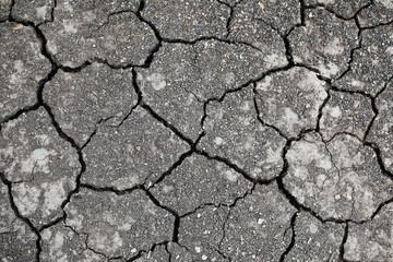 Drought with dry land cracking on ground