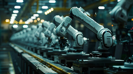 Fototapeta premium Robot arms from smart industries for production in digital factories