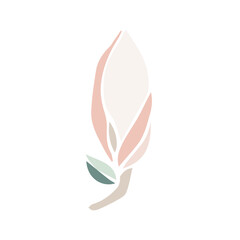 Vector magnolia flower silhouette, illustration in soft pastel colors. isolated floral element. flower bud of different shapes for wedding design, prints, templates, greeting cards, invitations