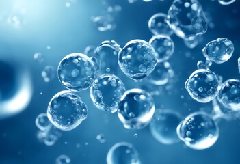 cosmetic skin product atoms care facial transparent water moisturizing blue bubbles hyaluronic acid rejuvenation molecules molecular medicals atom bubble technology pink macro