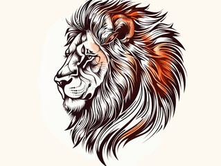 A lion with a mane and a face with a cross on it. The lion is the main focus of the image