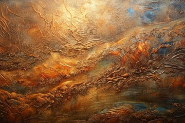 Fototapeta premium bronze oil paint on canvas, abstract background, closeup