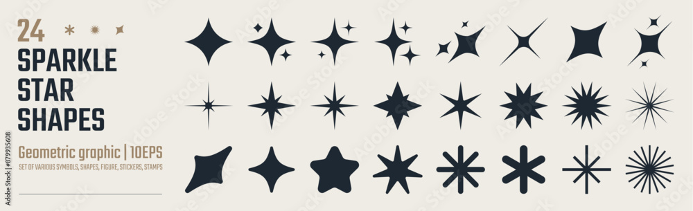 Aufkleber collection of different vector sparkling stars icon, decorative twinkle and bursts forms, abstract s