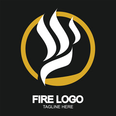 Fire logo design simple concept Premium Vector