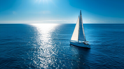 Yacht trip on a bright day in the Atlantic Ocean