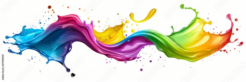 Poster swirling strokes of multicolored paint dance across a stark white canvas, creating a dynamic and vis