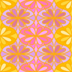 Abstract geometric floral seamless flower pattern for fabrics and linens