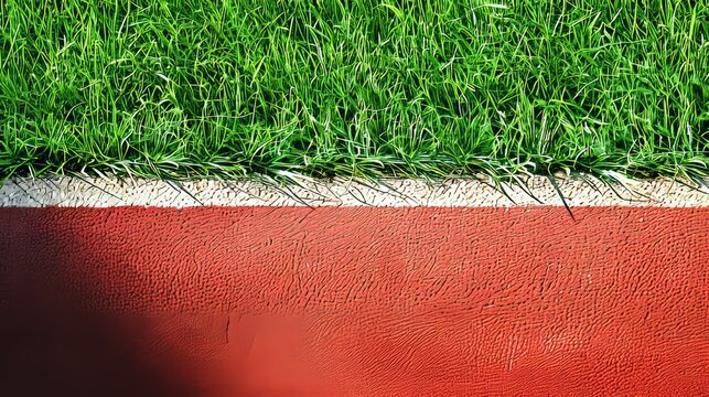 Aerial view of track and field stadium runway from above for detailed observation