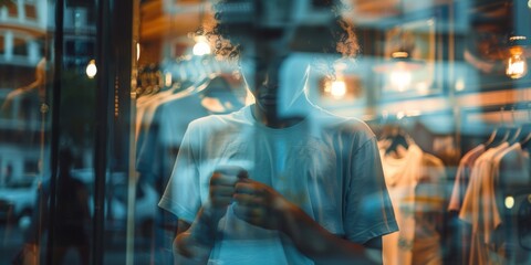 Obraz premium Fashion, shopping, and a woman choosing an outfit in a mall. Female customers and retailers analyze fabric, texture, and quality in thrift stores for discounts, sales, and decisions.