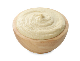 Delicious hummus in bowl isolated on white