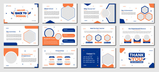 Education PowerPoint presentation slides template design. Use for modern keynote presentation background, brochure design, website slider, landing page, annual report, 