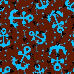 Fototapeta premium Summer sea anchors seamless pattern for fabrics and clothes and wrapping paper