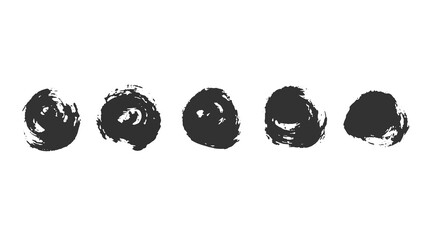 Set of round texture brushes. Design elements. Vector illustration.