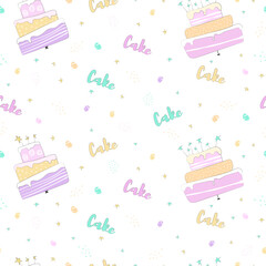 Pattern of cakes with the word cake.