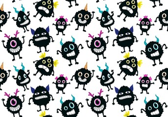 Cartoon monsters seamless pattern for wrapping paper and fabrics and linens