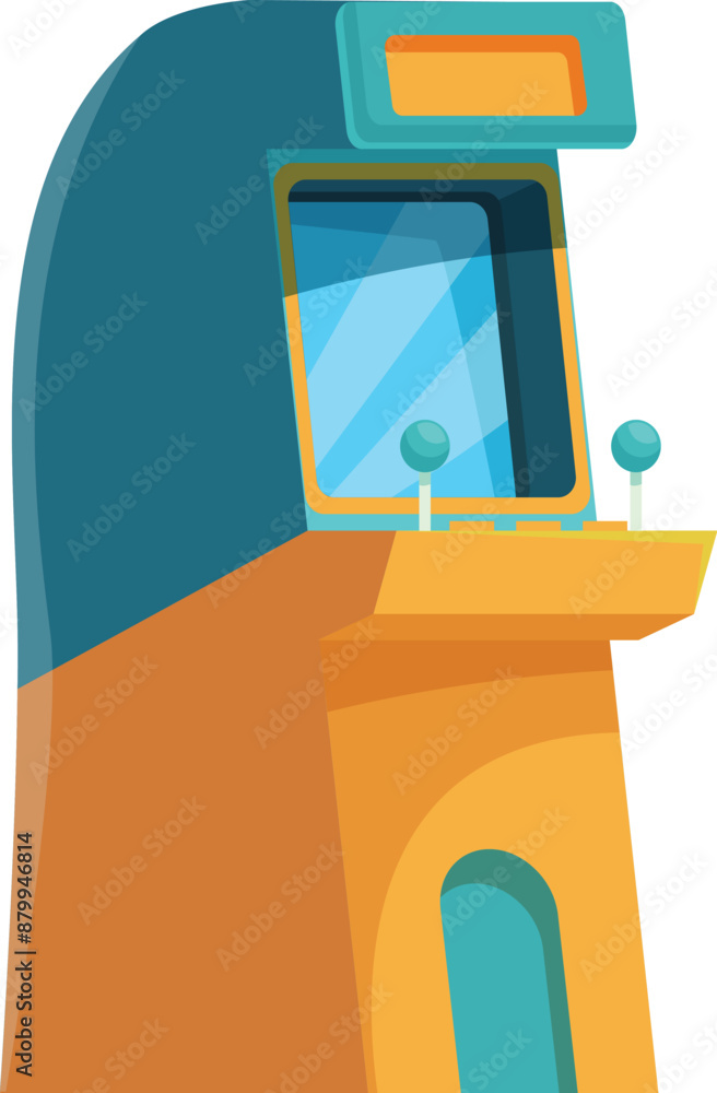 Poster classic arcade game machine with joysticks and buttons, inviting players to enjoy a nostalgic gaming