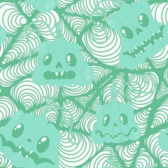 Halloween pumpkins seamless monsters pattern for wrapping paper and fabric