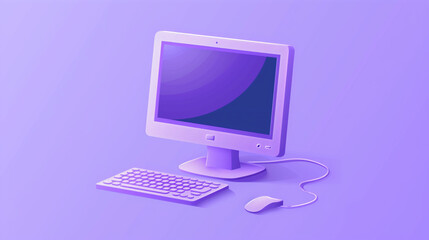 A minimalist computer icon on a purple background, symbolizing digital advancements and tech-savvy solutions. Perfect for tech blogs and websites.