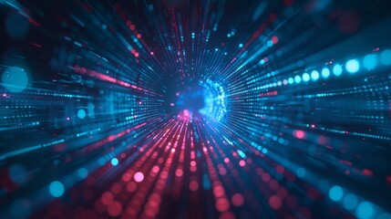 Obraz premium A vibrant depiction of futuristic data streams glowing in cyberspace, evoking high-tech communication.