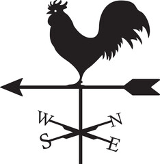 Rooster weathervane vector art with arrow and compass. © Behemoth Digital