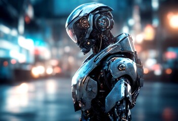 soldier futuristic illustration robot fighting cyborg police officer fiction ruined rendering weapon