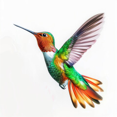 Obraz premium Colibrì colorato su sfondo bianco.