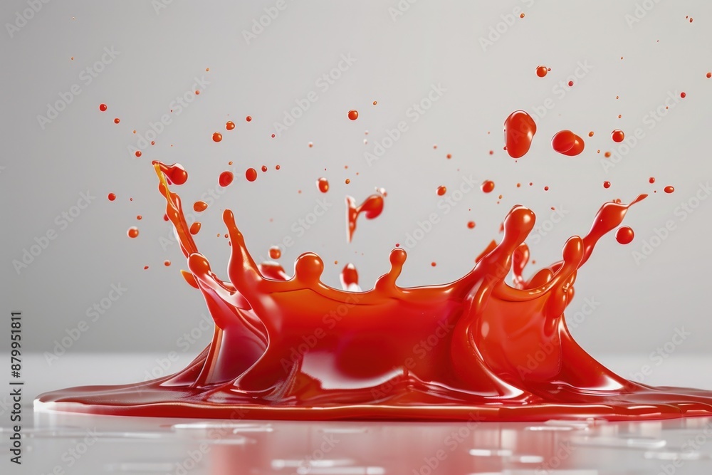 Poster A small amount of liquid splashed onto a white surface, creating a distinctive pattern