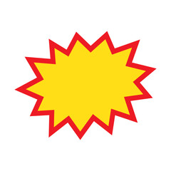 Blank sale tags. Ribbon sale banners. Red and yellow starburst stickers. Pop art funny bang bubble on white background. Cartoon comic style.