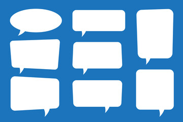 Set of speech bubbles. Speak bubble text, cartoon chatting box, message box. Blank empty speech bubbles.