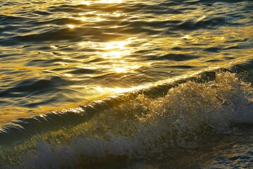 Sea wave with bubbles and foam water summer background