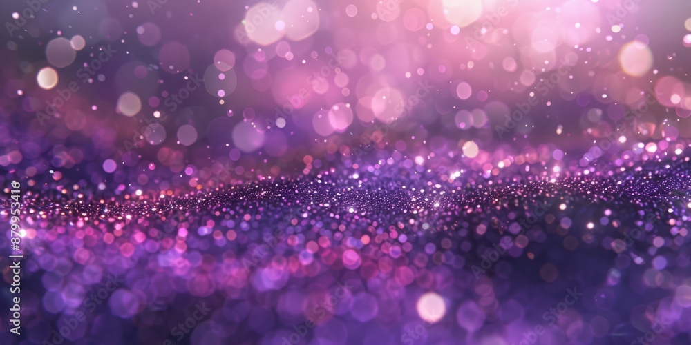 Poster a stunning purple glitter bokeh background with abstract lights creating a magical and festive atmos