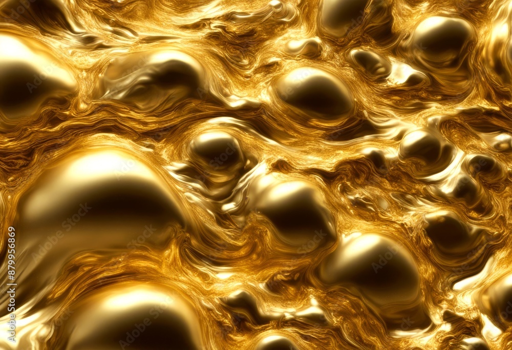 Poster background gold seamless texture liquid flowing 3d golden abstract three-dimensional pattern render 