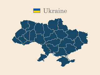 Obraz premium ukraine old style map with flag, vector illustration, isolated on beige background 10 eps