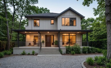 modern exterior home made with glasses