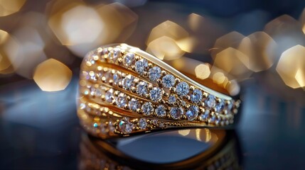 Gold ring with diamonds on it