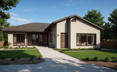 modern exterior home made with glasses