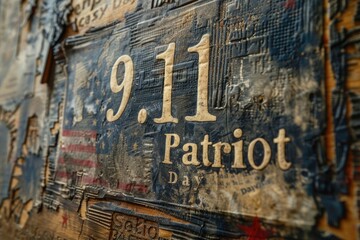 Solemn remembrance: text 9.11. patriot day, honoring memory of those lost, heroism of responders, enduring spirit of unity, resilience, background, wallpaper, banner, copy space, design.