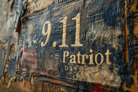 Solemn remembrance: text 9.11. patriot day, honoring memory of those lost, heroism of responders, enduring spirit of unity, resilience, background, wallpaper, banner, copy space, design.